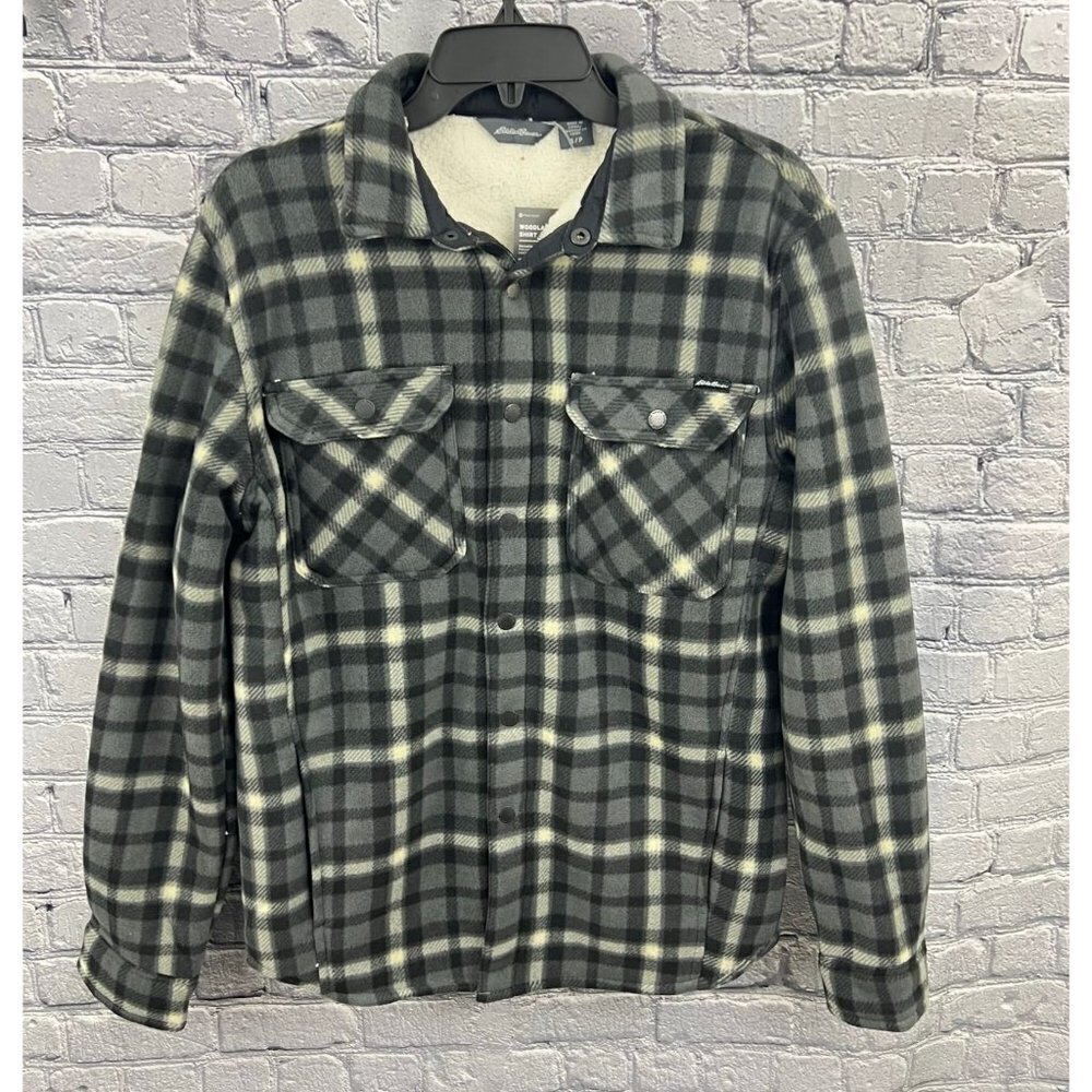 Eddie Bauer Men's Woodland Shirt Jac Gray Steel/Bone Size S NWT